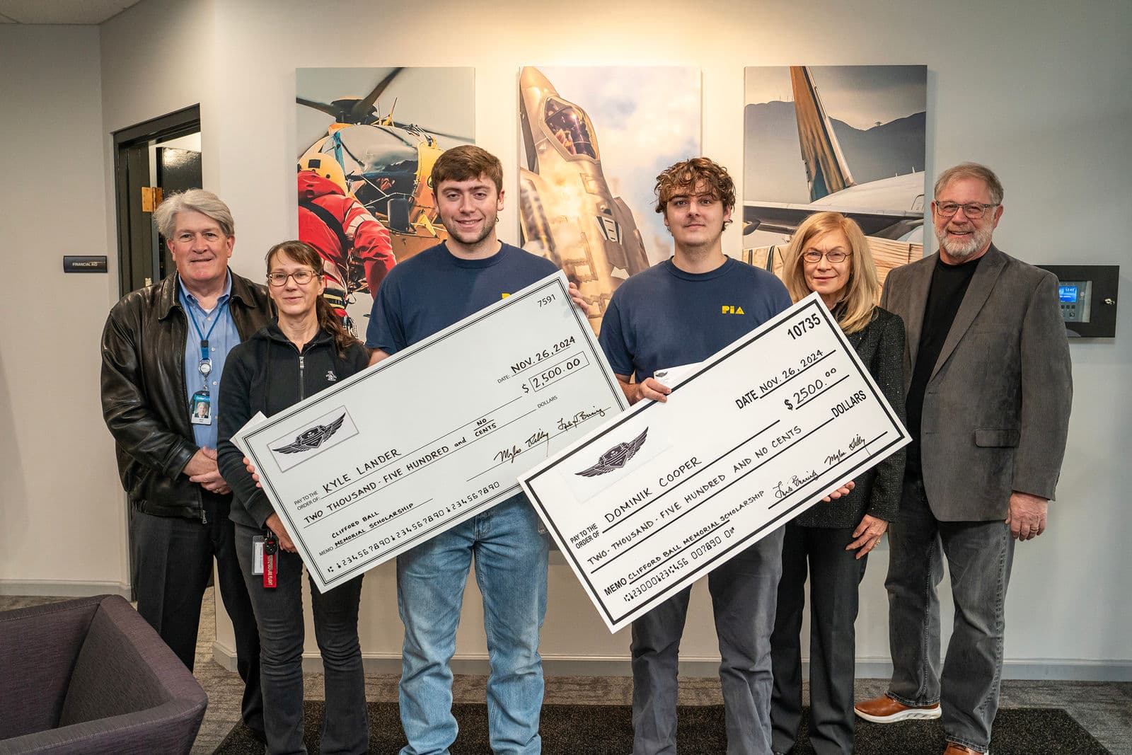 Pittsburgh Institute of Aeronautics Clifford Ball Awardees: Stephen T. Pendrick, Jennifer Hurrell, Monroeville, PA, Zachary DeSchon, Coraopolis, PA, Joseph D. Price, West Leechburgh, PA